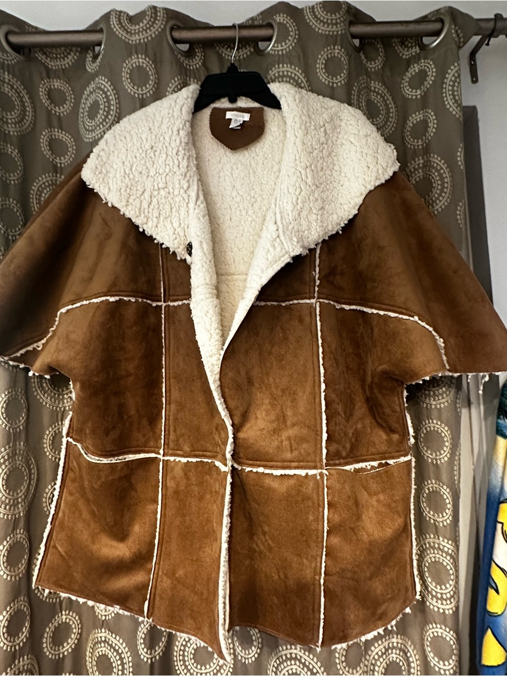 Chico's Chestnut Brown Suede-Look Teddy Jacket with Cream Sherpa